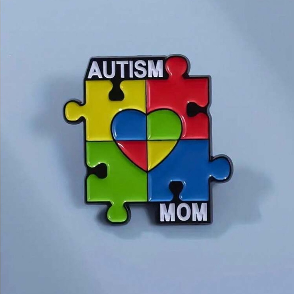 Colorful Autism Mom Puzzle Pin